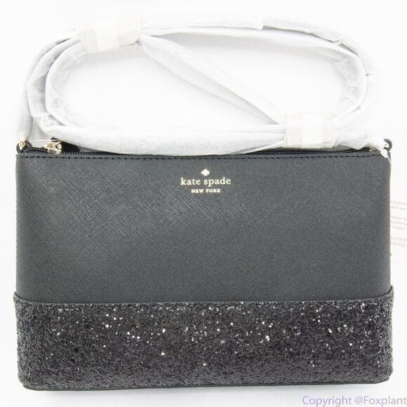 NWT kate spade greta court‎ glitter ramey crossbody bag Black